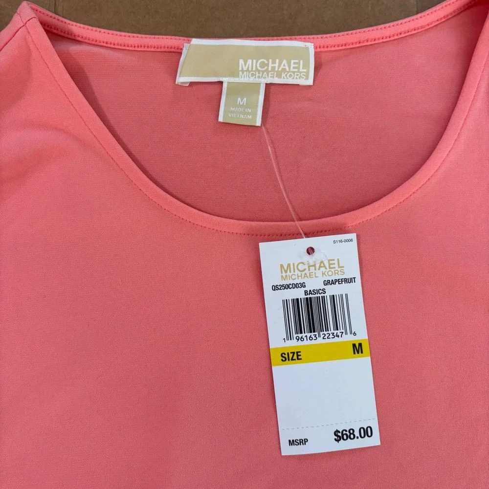 Michael Kors Grapefruit Pink Ladder Cutout Sleeve Top Size M New With Tags‎